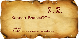 Kapros Radomér névjegykártya